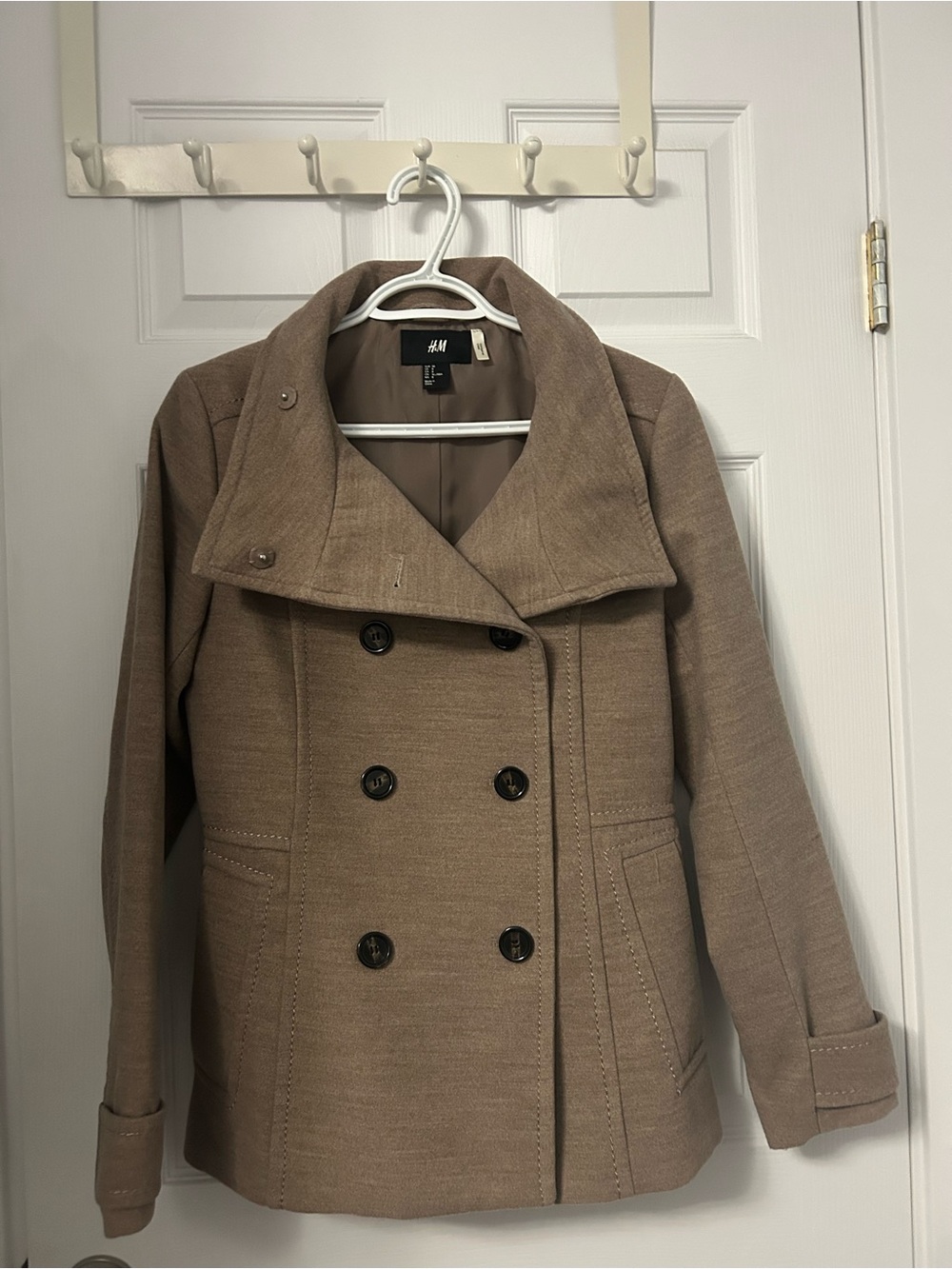 H&M Women's Double-Breasted Brown/Tan Peacoat